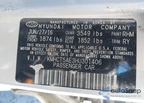 2017 Hyundai Accent Se from USA, damaged, VIN KMHCT5AE3HU301406